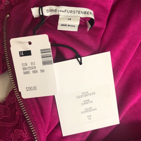 NWT Diane von Furstenberg 'Zarita' Lace Dress, Size 14 - Picture 7 of 12